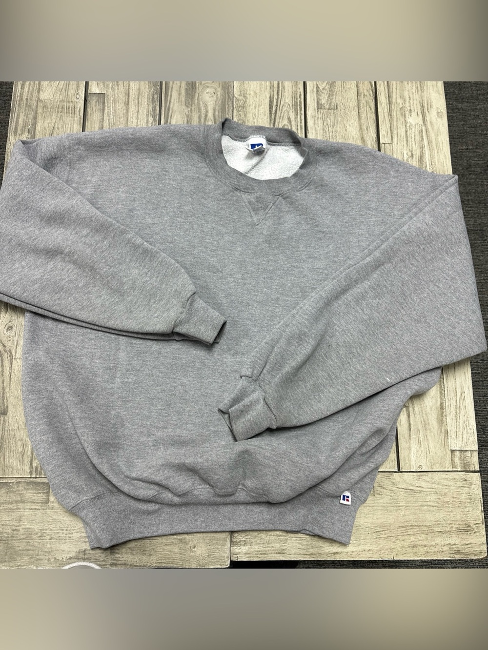 Vintage 90s Russell Athletic Crewneck Grey 2XL Oversized Boxy Made USA